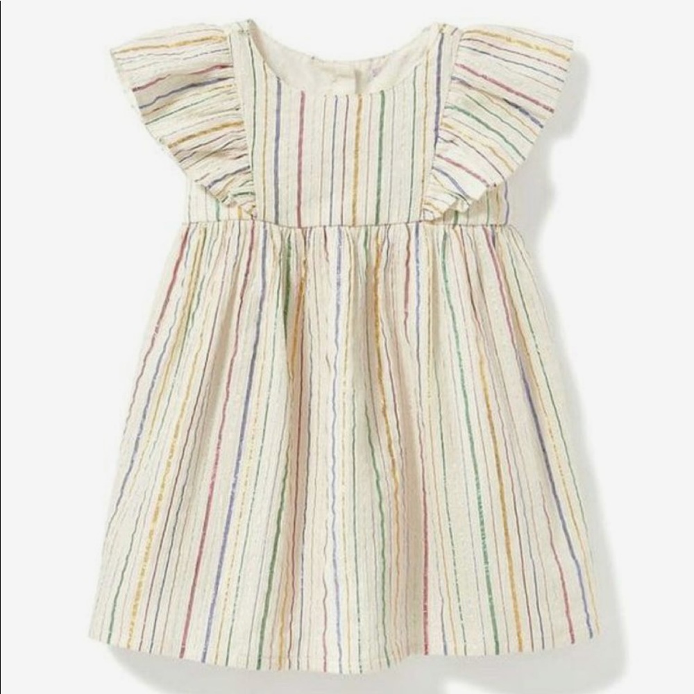 Adorable multicolored metallic stripe baby dress